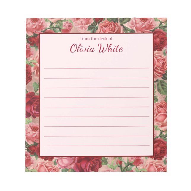 Personalisierter Name | Aus dem Schreibtisch des N Notizblock (Vorderseite)