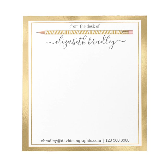 Personalisierter Name | Aus dem Schreibtisch des N Notizblock (Vorderseite)