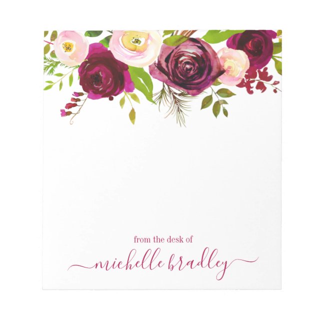 Personalisierter Name | Aus dem Schreibtisch des N Notizblock (Vorderseite)