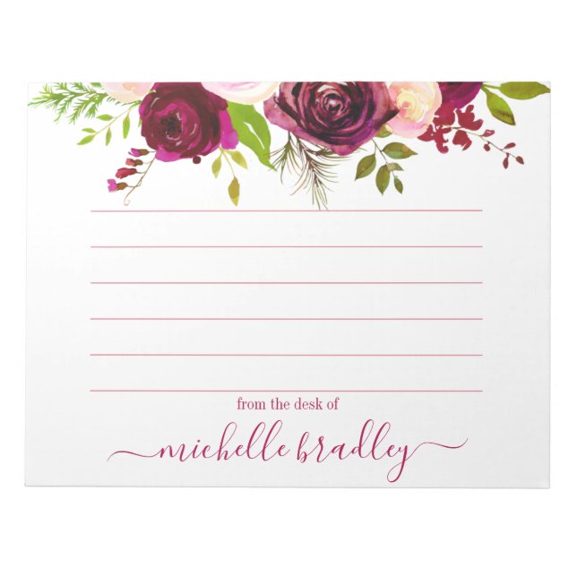 Personalisierter Name | Aus dem Schreibtisch des N Notizblock (Vorderseite)