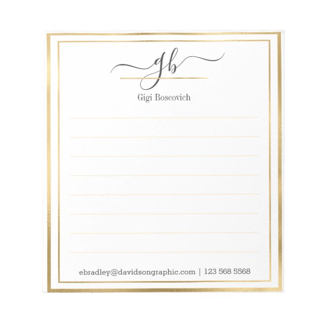 Personalisierter Name | Aus dem Schreibtisch des N Notizblock (Vorderseite)