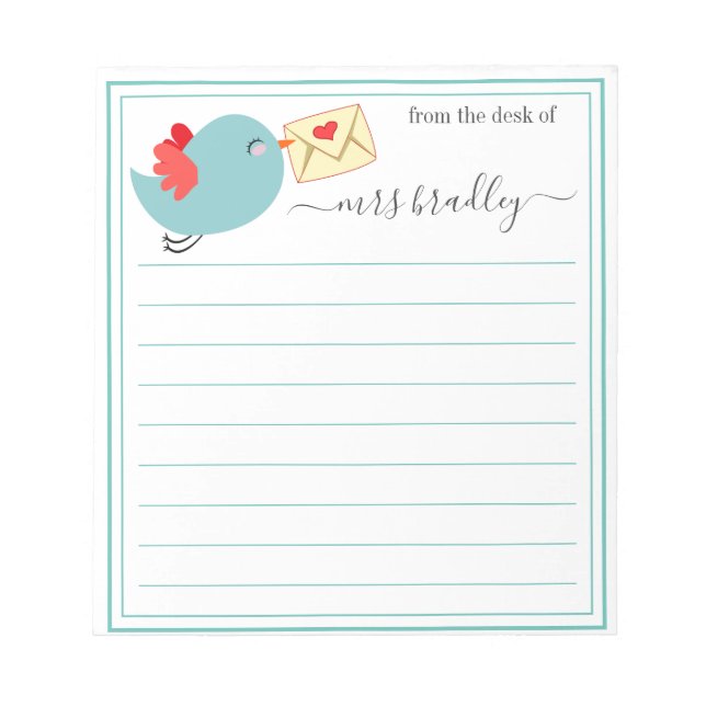 Personalisierter Name | Aus dem Schreibtisch des N Notizblock (Vorderseite)