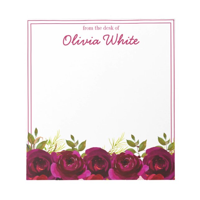 Personalisierter Name | Aus dem Schreibtisch des N Notizblock (Vorderseite)