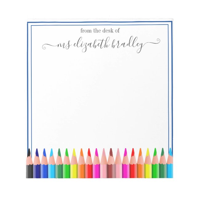 Personalisierter Name | Aus dem Schreibtisch des N Notizblock (Vorderseite)