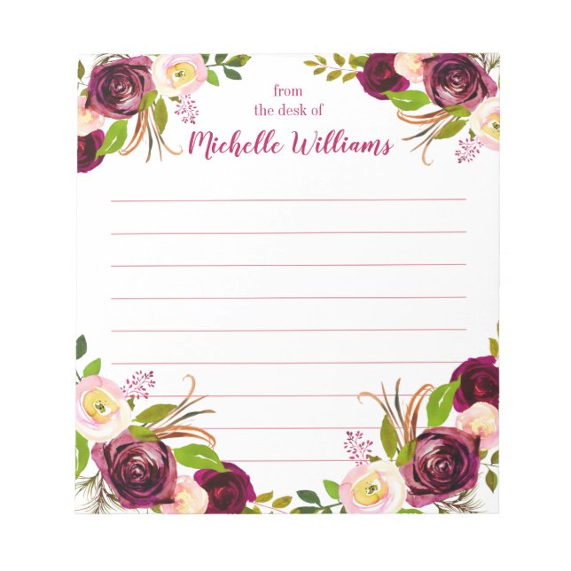 Personalisierter Name | Aus dem Schreibtisch des N Notizblock (Vorderseite)