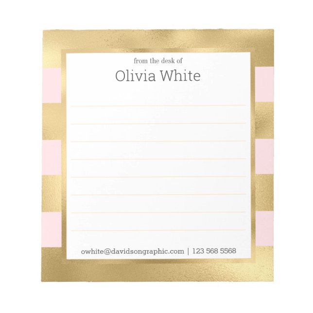 Personalisierter Name | Aus dem Schreibtisch des N Notizblock (Vorderseite)