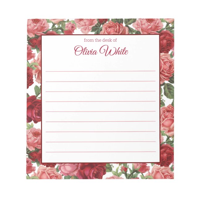 Personalisierter Name | Aus dem Schreibtisch des N Notizblock (Vorderseite)