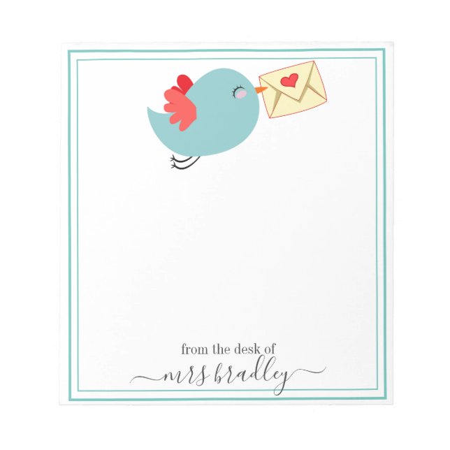 Personalisierter Name | Aus dem Schreibtisch des N Notizblock (Vorderseite)