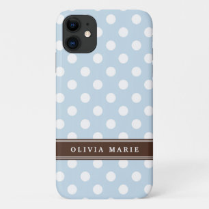 Personalisierter Name Baby Blue Polka Dots Muster Case-Mate iPhone Hülle
