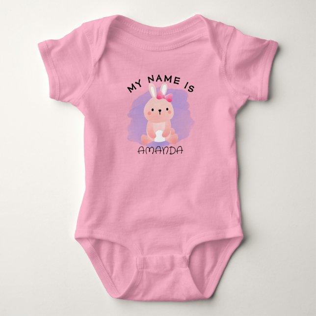 Personalisierter Name Baby Dusche Wasserfarbe Kani Strampler (Vorderseite)