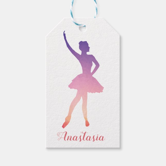 Personalisierter Name Ballerina modern Geschenkanhänger (Vorderseite)