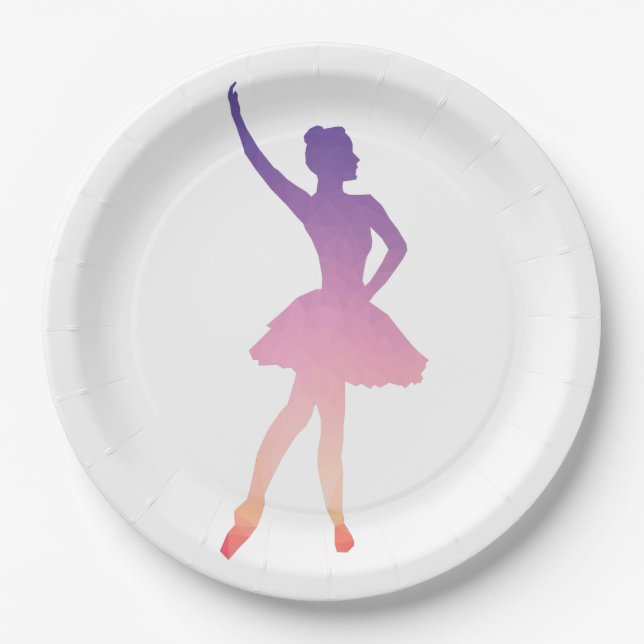 Personalisierter Name Ballerina modern Pappteller (Vorderseite)