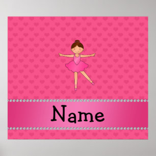 Personalisierter Name Ballerina rosa Herzen Poster