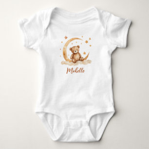 Personalisierter Name Bär Mond & Sterne Baby Strampler