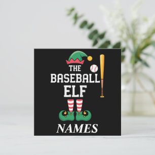 Personalisierter Name Baseball-Elf-Familie überein Einladung