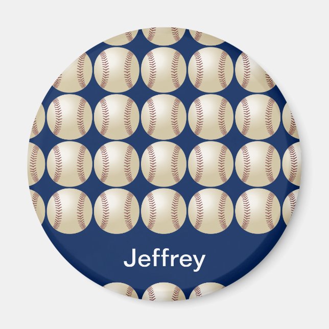 Personalisierter Name Baseball Magnet, blauer Hint Magnet (Vorne)