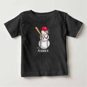 Personalisierter Name Baseball-Schneemann-Kugeln S Baby T-shirt