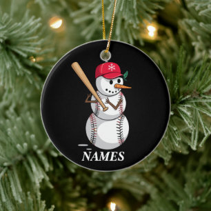 Personalisierter Name Baseball-Schneemann Kugeln S Keramik Ornament