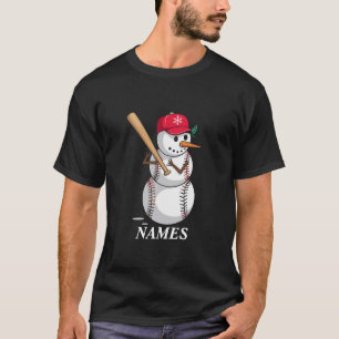 Personalisierter Name Baseball-Schneemann Kugeln S T-Shirt