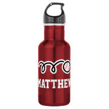 Personalisierter Name Baseball Wasserflasche