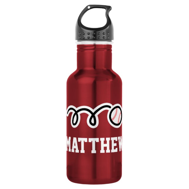 Personalisierter Name Baseball Wasserflasche (Vorderseite)