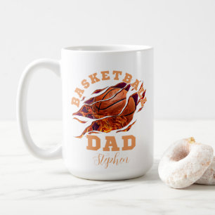 Personalisierter Name Basketball Papa Väter Tag Kaffeetasse