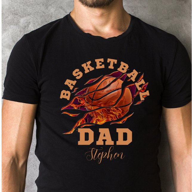 Personalisierter Name Basketball Papa Väter Tag T-Shirt (Von Creator hochgeladen)