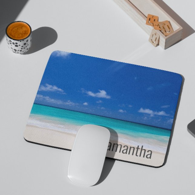 Personalisierter Name Beach Waves Ocean Surf Mouse Mousepad (Von Creator hochgeladen)