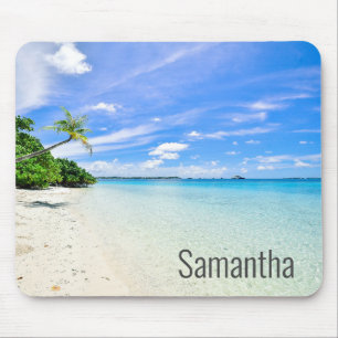 Personalisierter Name Beach Waves Ocean Tropical Mousepad