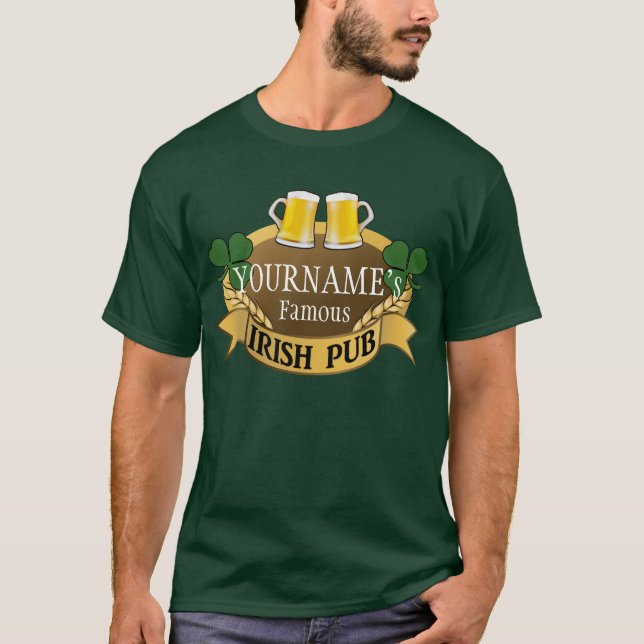 Personalisierter Name Beer Irish Pub St Patrick's  T-Shirt (Vorderseite)