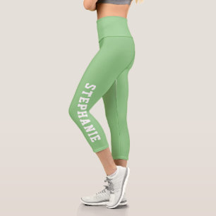 Personalisierter Name Benutzerdefiniert Mintgrün Capri Leggings