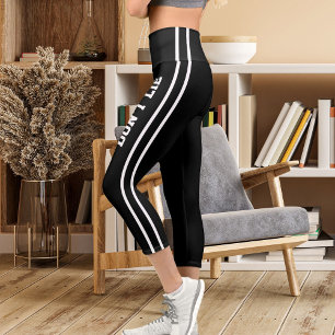 Personalisierter Name Benutzerdefinierte Weiße Sch Capri Leggings