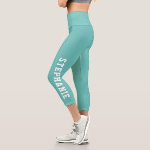 Personalisierter Name Benutzerdefiniertes Teal Capri Leggings