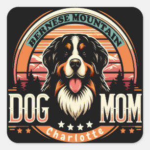 Personalisierter Name Bernese Mountain Hund Mama V Quadratischer Aufkleber