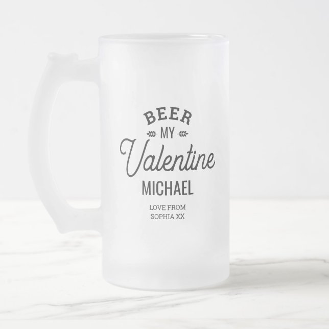 Personalisierter Name Bier Mein Valentine Liebe Gl Mattglas Bierglas (Links)