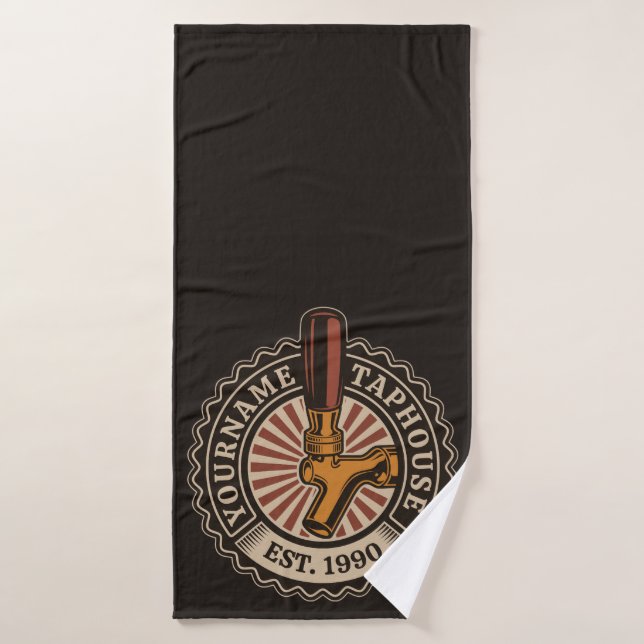 Personalisierter NAME Bierbrauerei Bar Badhandtuch Set (Badehandtuch)