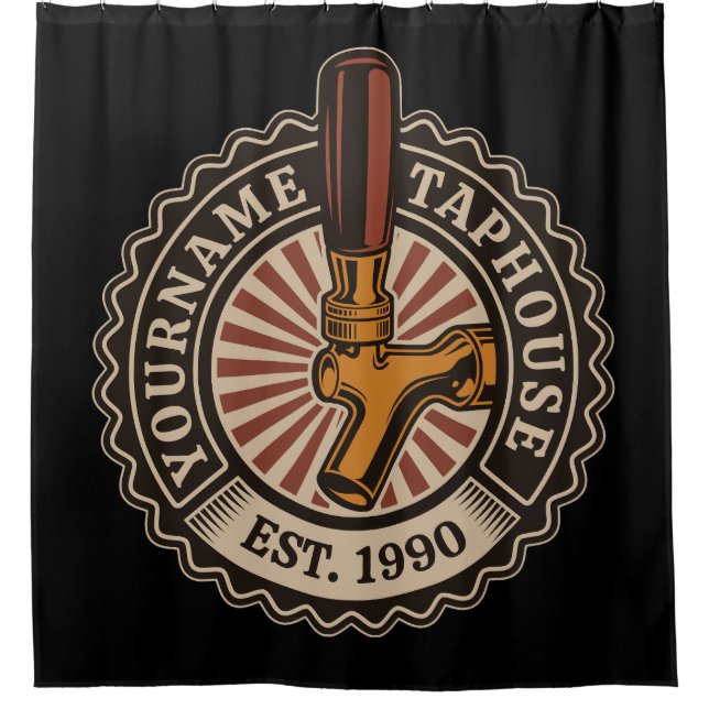 Personalisierter NAME Bierbrauerei Bar Duschvorhang (Vorderseite)