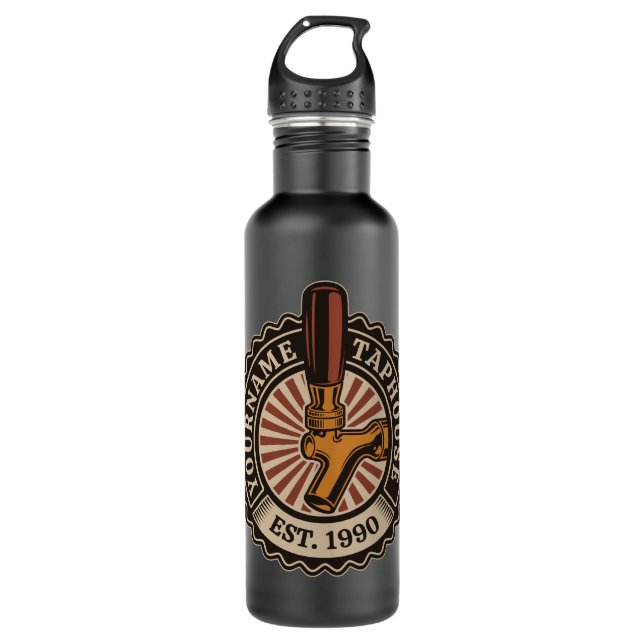 Personalisierter NAME Bierbrauerei Bar Edelstahlflasche (Vorderseite)