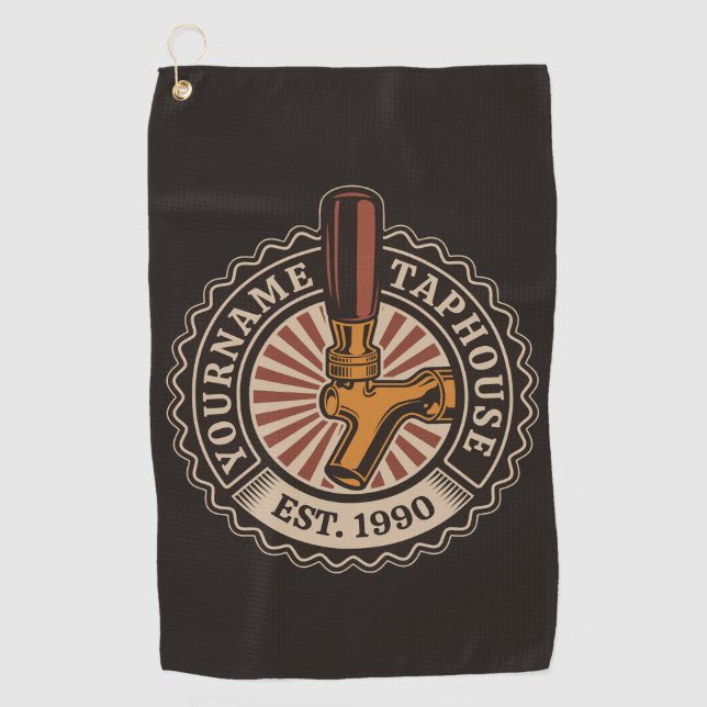 Personalisierter NAME Bierbrauerei Bar Golfhandtuch (Vorderseite)