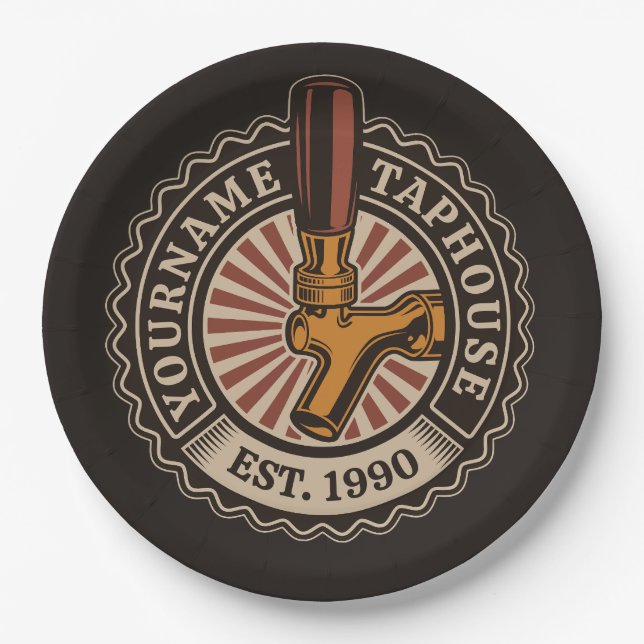 Personalisierter NAME Bierbrauerei Bar Pappteller (Vorderseite)