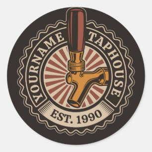 Personalisierter NAME Bierbrauerei Bar Runder Aufkleber