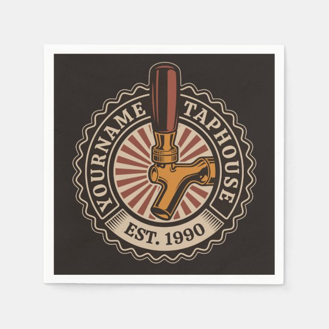 Personalisierter NAME Bierbrauerei Bar Serviette (Vorderseite)