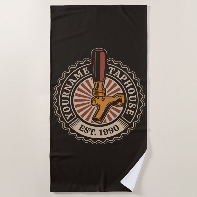Personalisierter NAME Bierbrauerei Bar Strandtuch (Vorderseite)