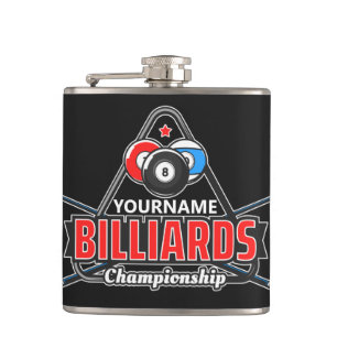 Personalisierter NAME Billard 8 Ball Pool Cue Rack Flachmann