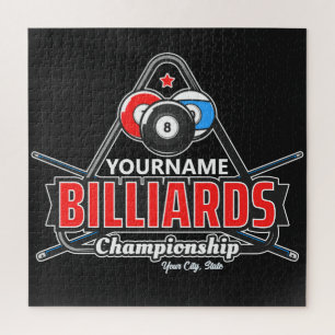 Personalisierter NAME Billard 8 Ball Pool Cue Rack Puzzle
