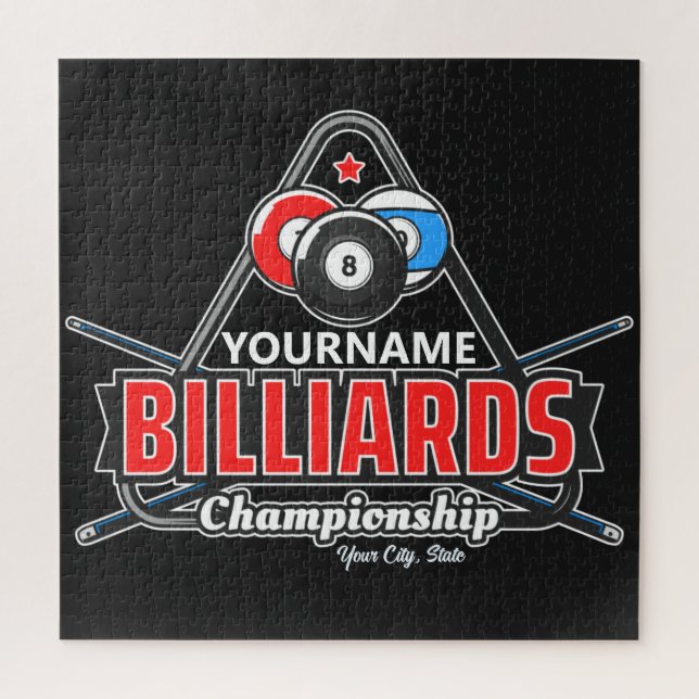 Personalisierter NAME Billard 8 Ball Pool Cue Rack Puzzle (Vertikal)