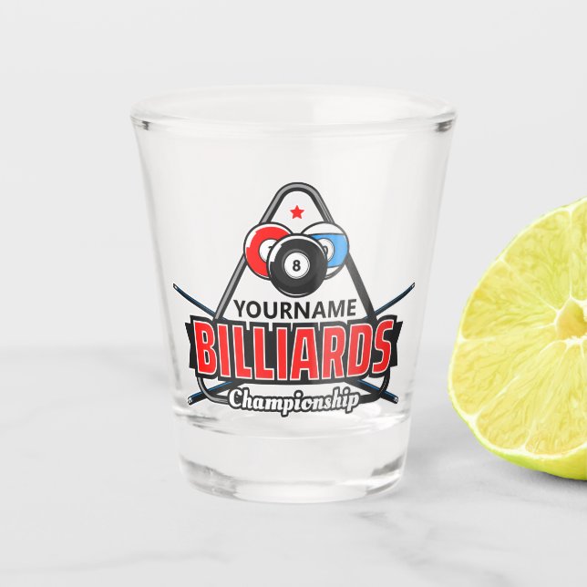 Personalisierter NAME Billard 8 Ball Pool Cue Rack Schnapsglas (Vorderseite)