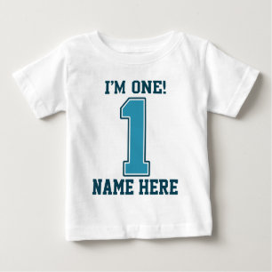 Personalisierter Name, bin ich einer, große blaue Baby T-shirt