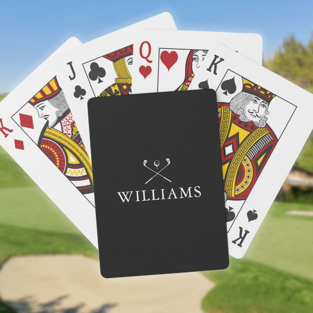 Personalisierter Name Black and White Golf Clubs Spielkarten (Personalized Name Black And White Golf Clubs Poker Cards)
