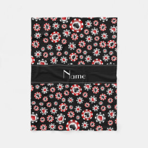 Personalisierter Name: Black Poker Chips Fleecedecke